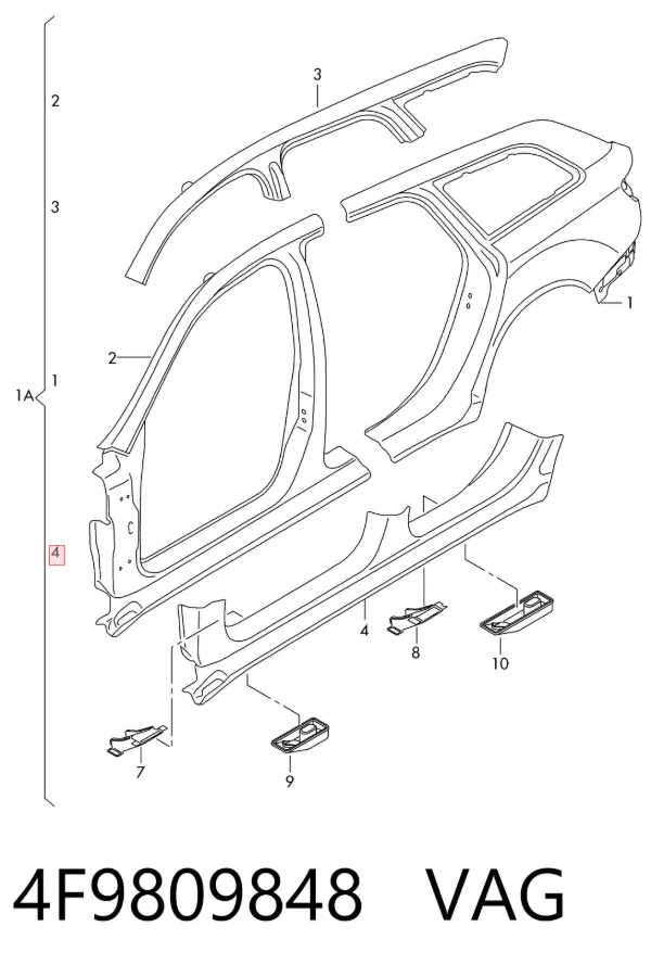 Acesso externo direito 4F9809848 VAG