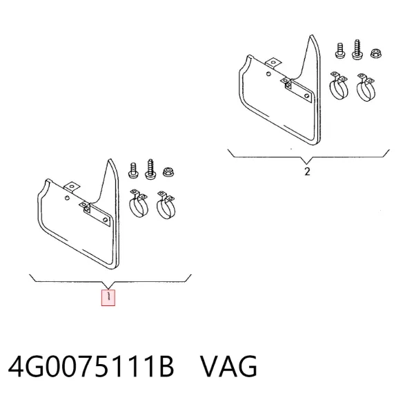 Protetores de lama dianteiros, kit 4G0075111B VAG