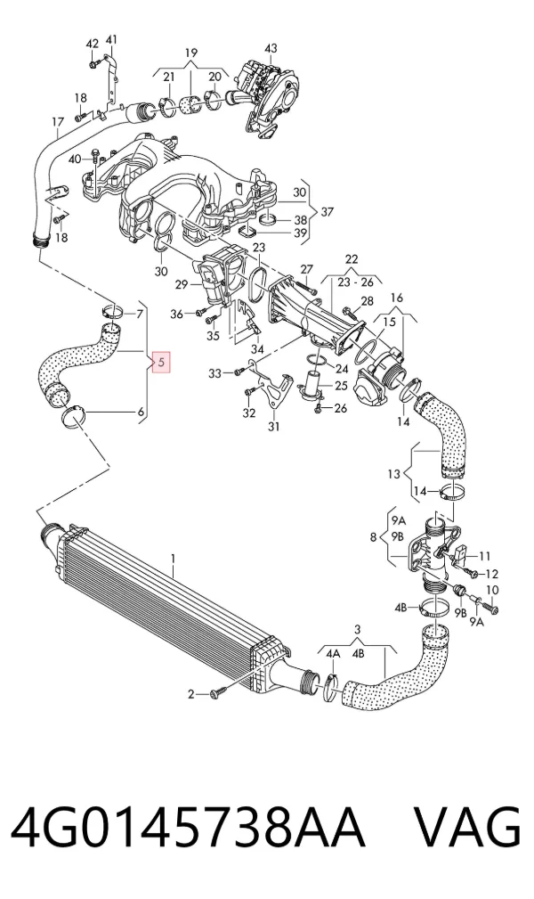 Mangueira (cano derivado) de intercooler 4G0145738AA VAG