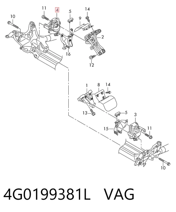 Coxim (suporte) direito de motor 4G0199381L VAG