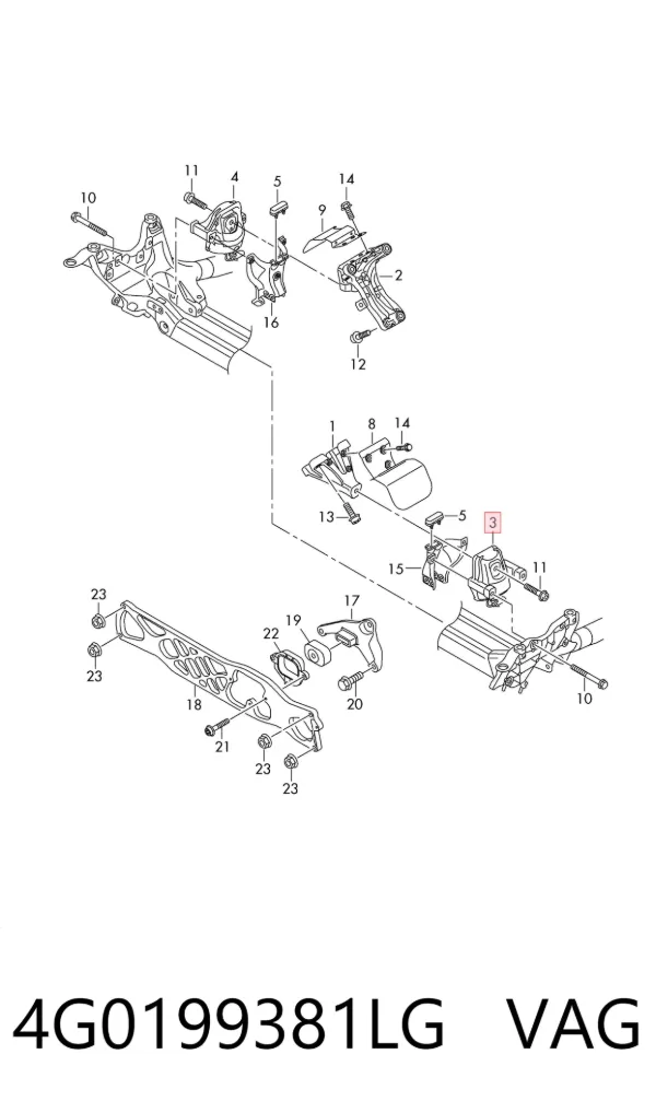 Coxim (suporte) esquerdo de motor 4G0199381LG VAG