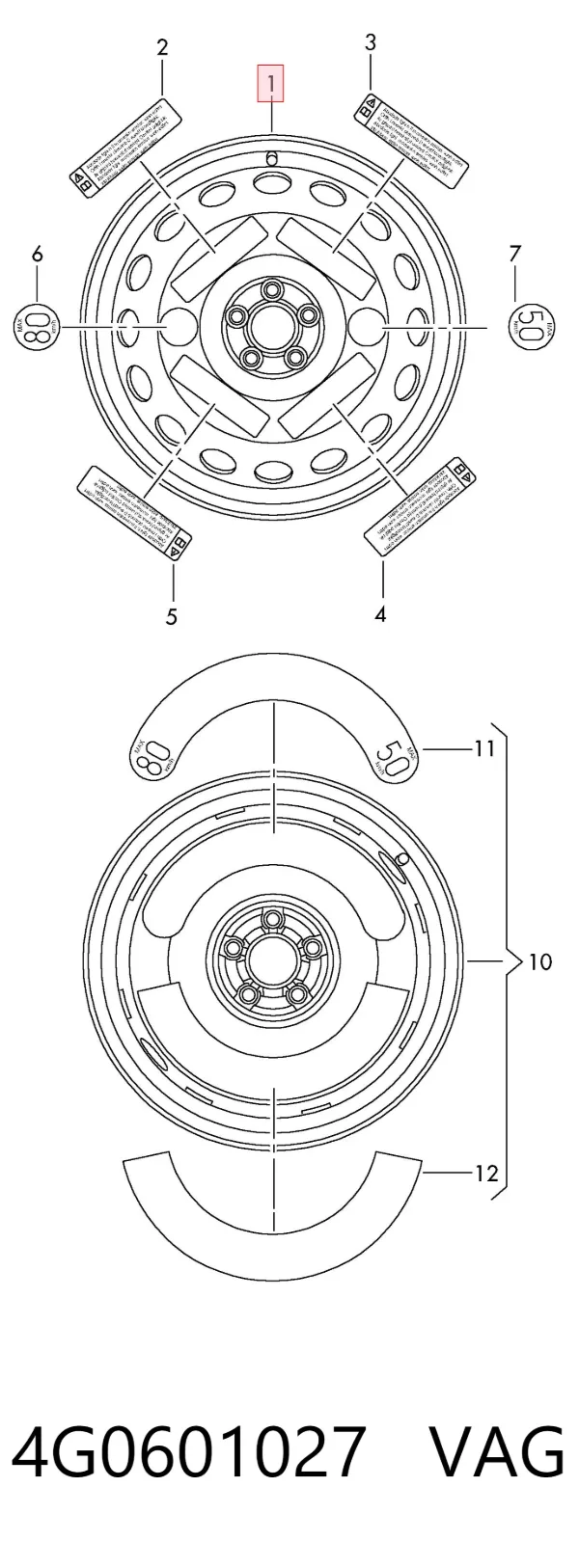 Roda de emergência 4G0601027 VAG