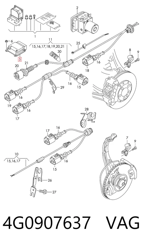 Sensor de aceleração transversal (ESP) 4G0907637 VAG
