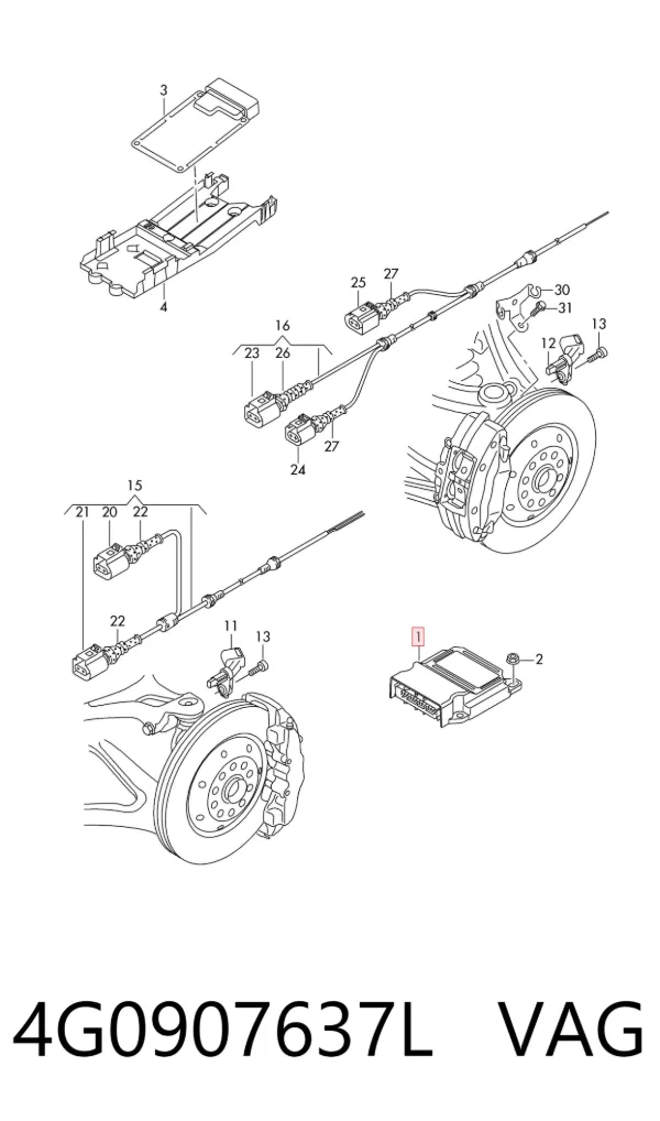 Sensor de aceleração transversal (ESP) 4G0907637L VAG