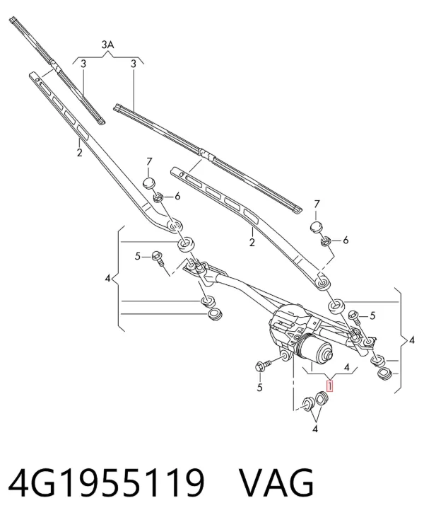 Trapézio de limpador pára-brisas 4G1955119 VAG