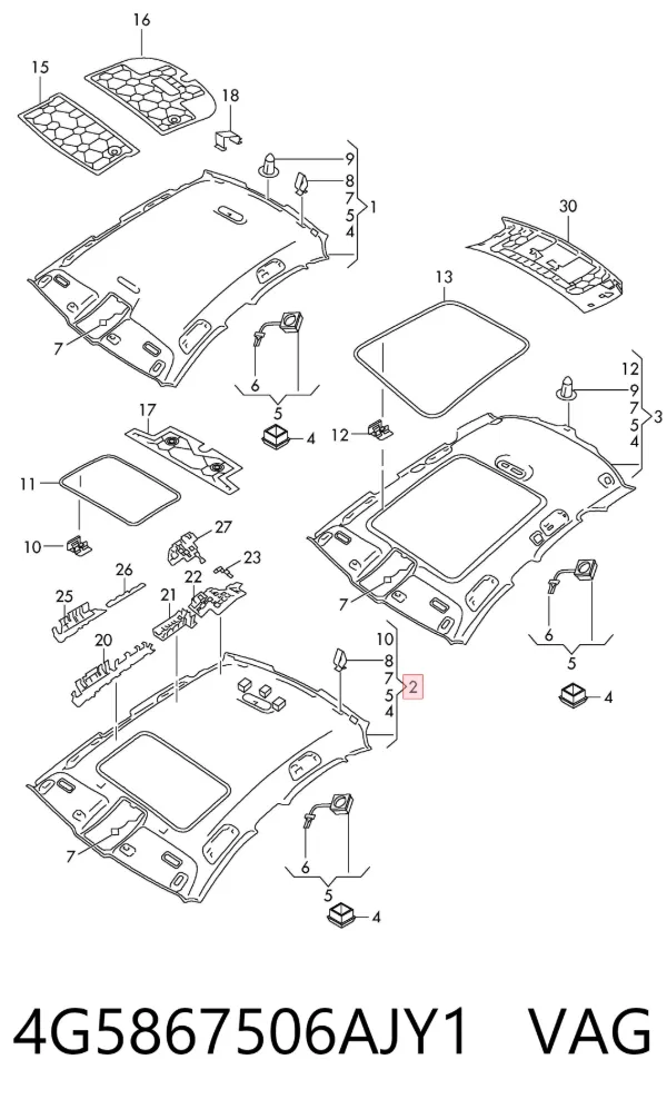 Revestimento do teto Audi A6 C7