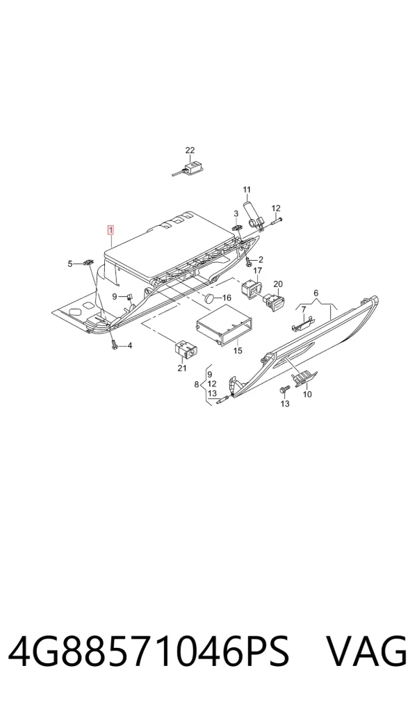 Caixa para porta-luvas (porta-luvas) 4G88571046PS VAG