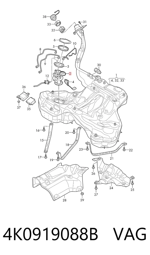 Módulo de bomba de combustível com sensor do nível de combustível Audi A6 C8