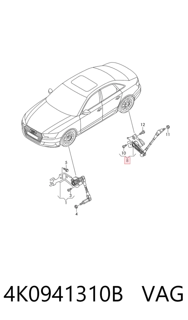 Sensor traseiro direito do nível de posição de carroçaria 4K0941310B VAG