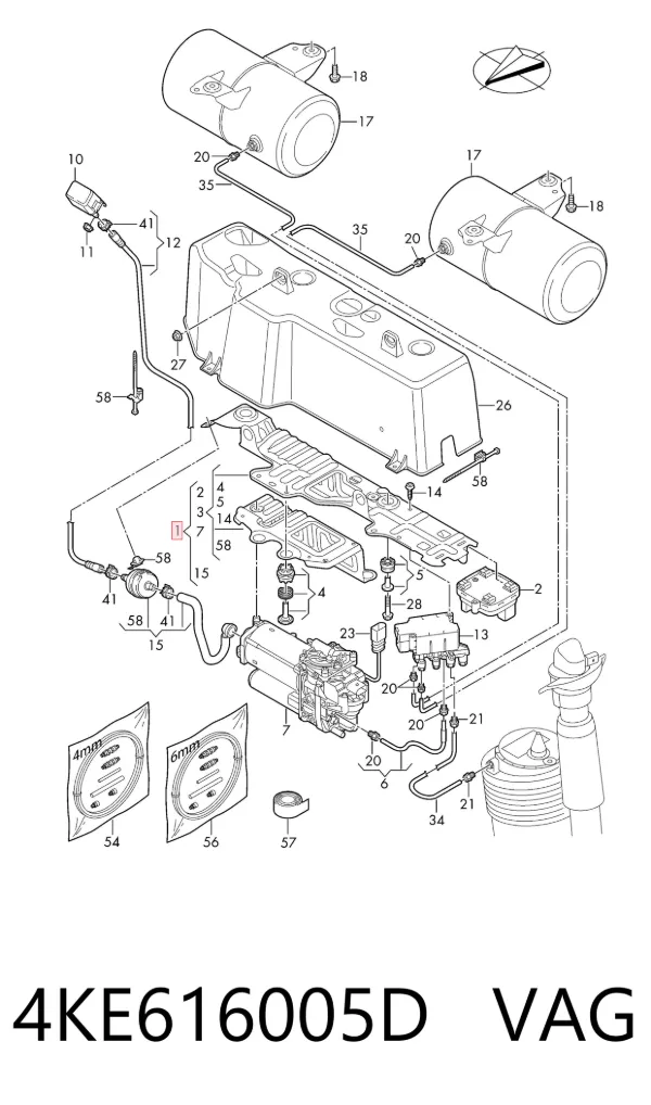 Compressor de bombeio pneumático (de amortecedores) 4KE616005D VAG