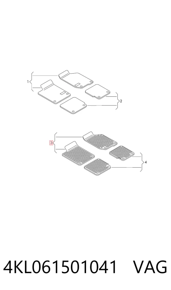 Tapete dianteiro, kit de 2 un. 4KL061501041 VAG