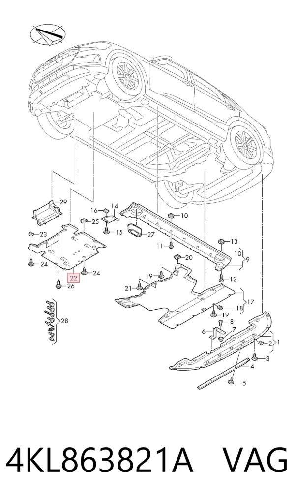 Proteção de motor dianteira 4KL863821A VAG