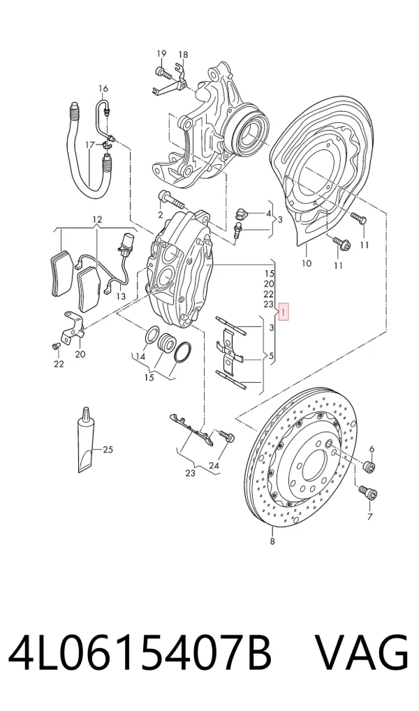 Kit de reparação de suporte do freio traseiro 4L0615407B VAG