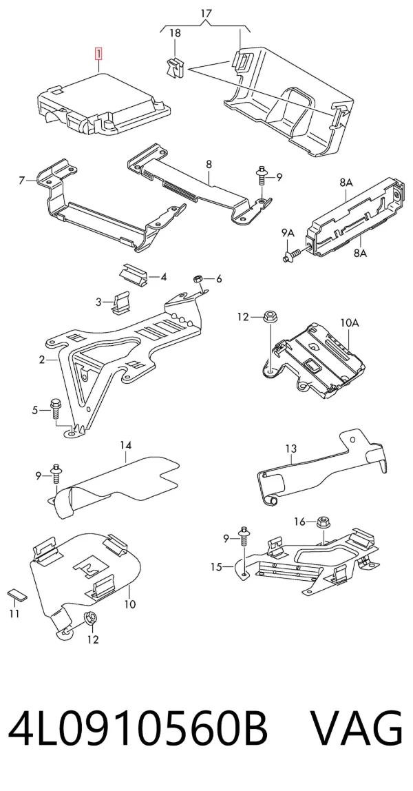 Módulo de direção (Centralina eletrônica) de motor 4L0910560B VAG