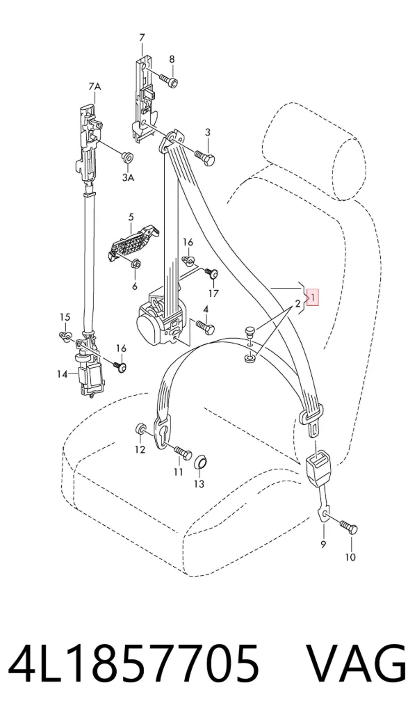 Correia de segurança dianteira esquerda 4L1857705 VAG