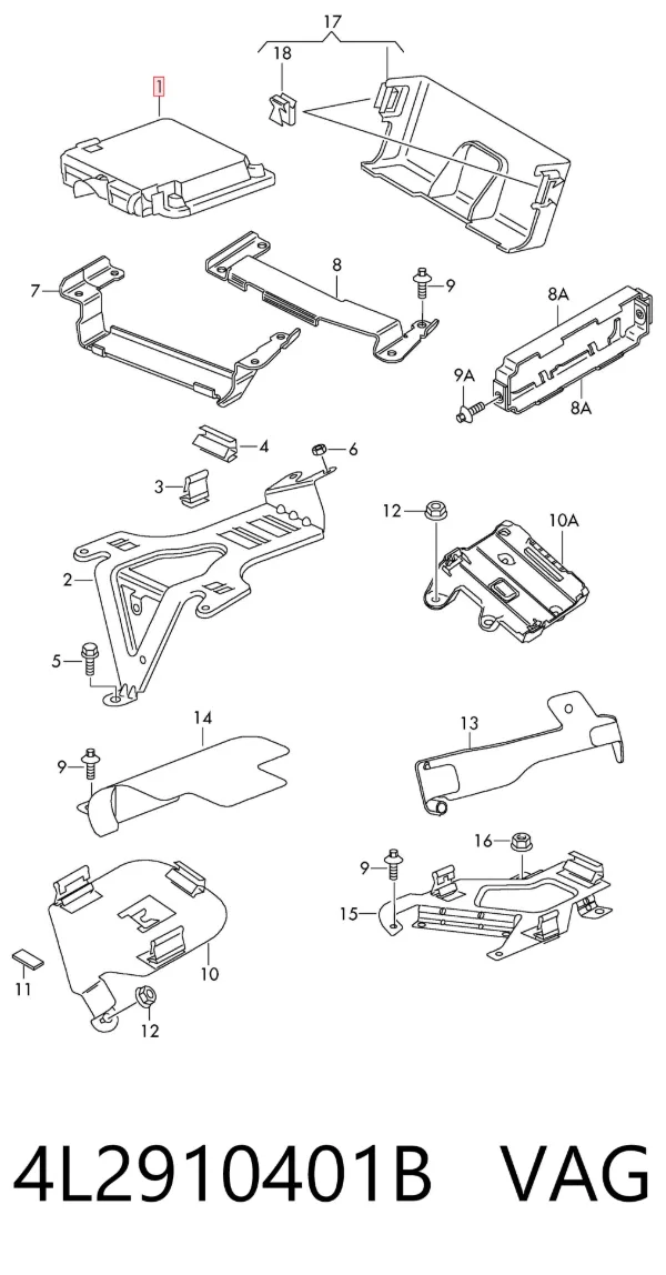 Módulo de direção (Centralina eletrônica) de motor 4L2910401B VAG