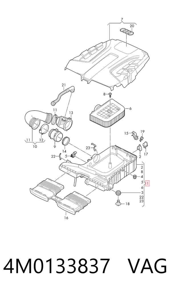Caixa de filtro de ar, parte inferior 4M0133837 VAG