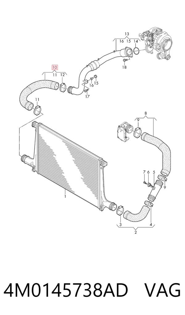 Mangueira (cano derivado) de intercooler 4M0145738AD VAG