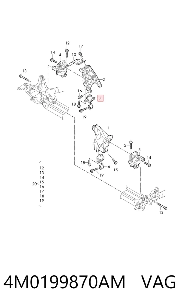 Coxim (suporte) direito de motor 4M0199870AM VAG