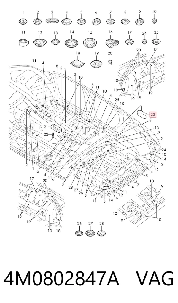Coxim do macaco inferior (suporte de plataforma elevatória) 4M0802847A VAG