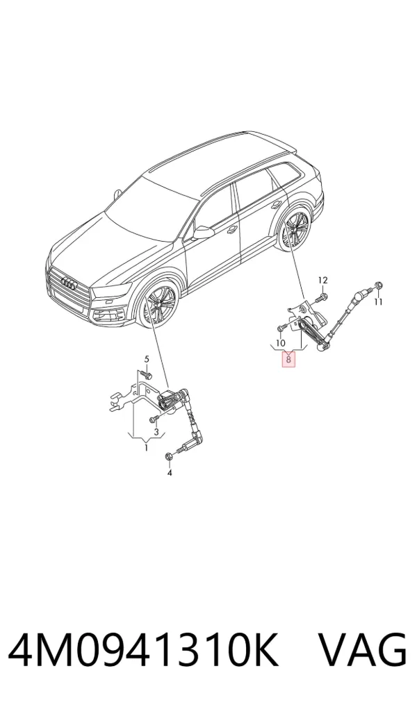 Sensor traseiro direito do nível de posição de carroçaria 4M0941310K VAG