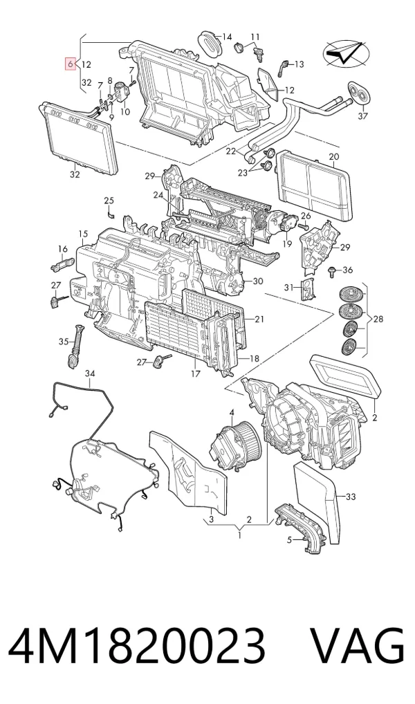 Vaporizador de aparelho de ar condicionado Audi A4 Avant B9