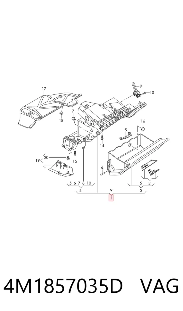 Caixa para porta-luvas (porta-luvas) 4M1857035D VAG