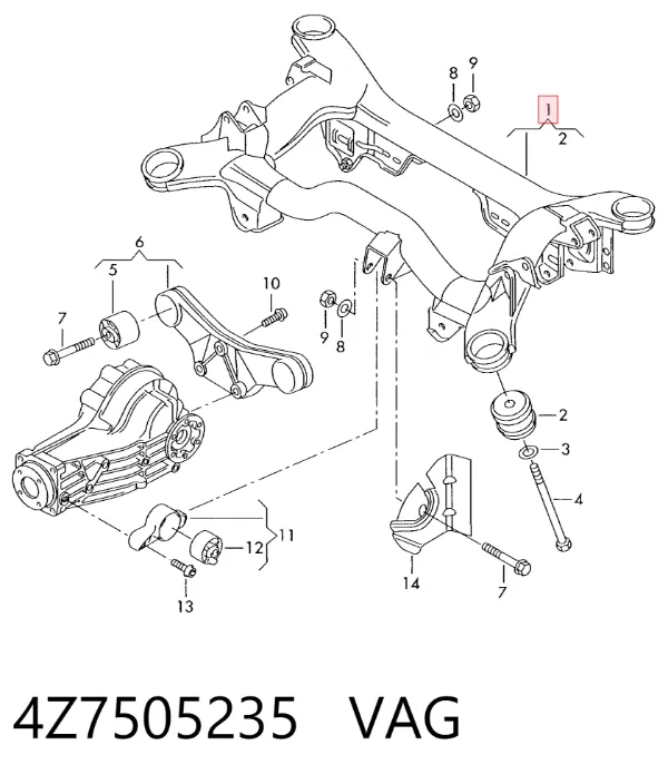 Viga de suspensão traseira (plataforma veicular) Audi A6 Allroad C5