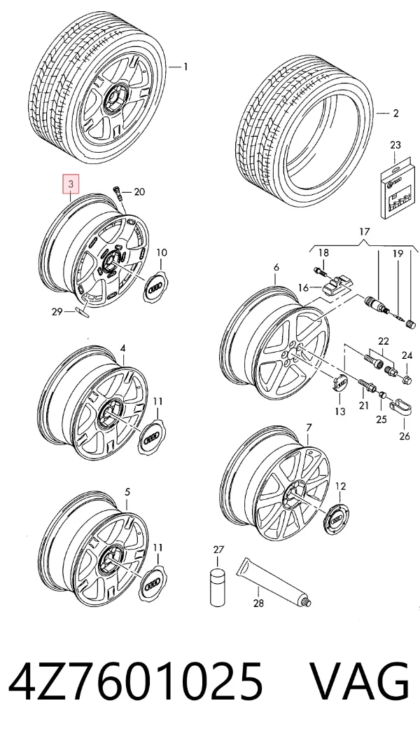 Discos de roda de aleação ligeira (de aleação ligeira, de titânio) 4Z7601025 VAG