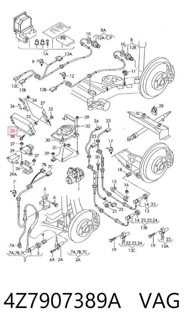 Unidade de controlo ESP 4Z7907389A VAG