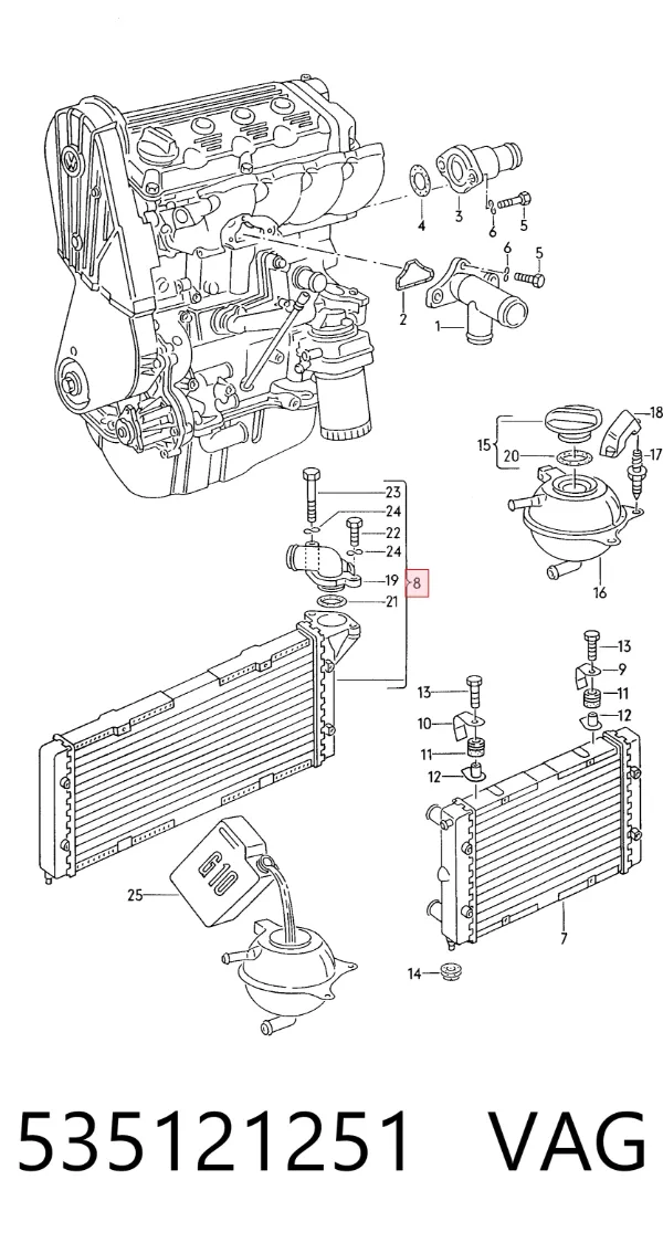 Radiador de esfriamento de motor 535121251 VAG