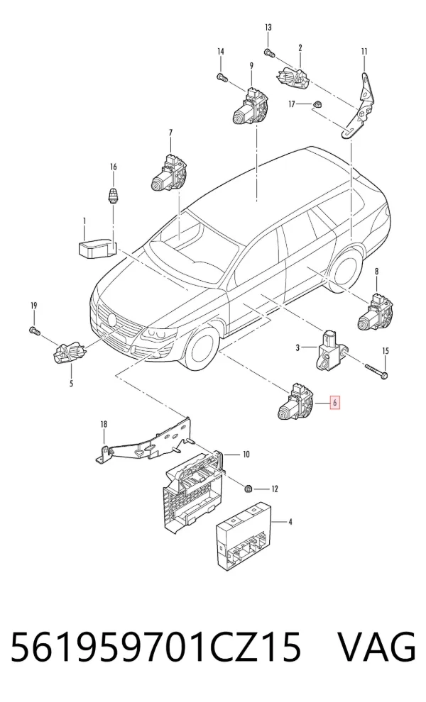 Motor de acionamento de vidro da porta dianteira esquerda 561959701CZ15 VAG