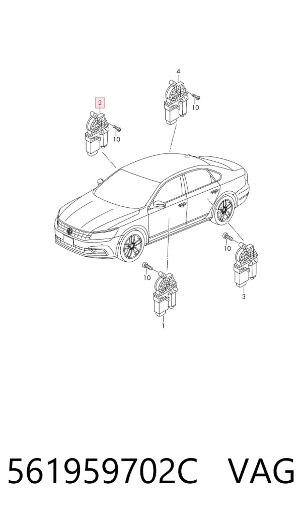 Motor de acionamento de vidro da porta dianteira direita 561959702C VAG