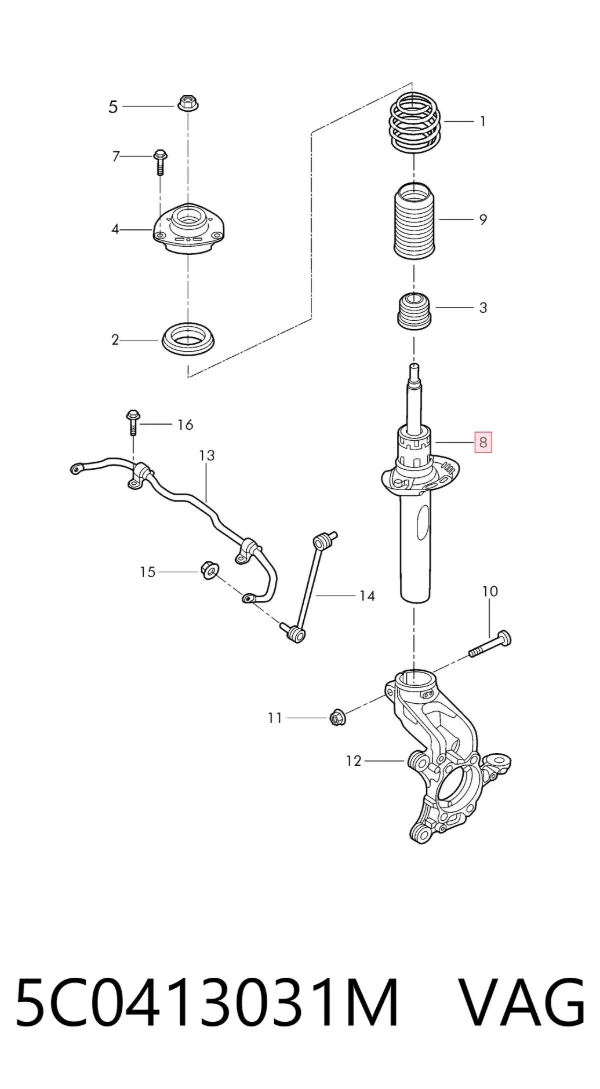 Amortecedor dianteiro 5C0413031M VAG