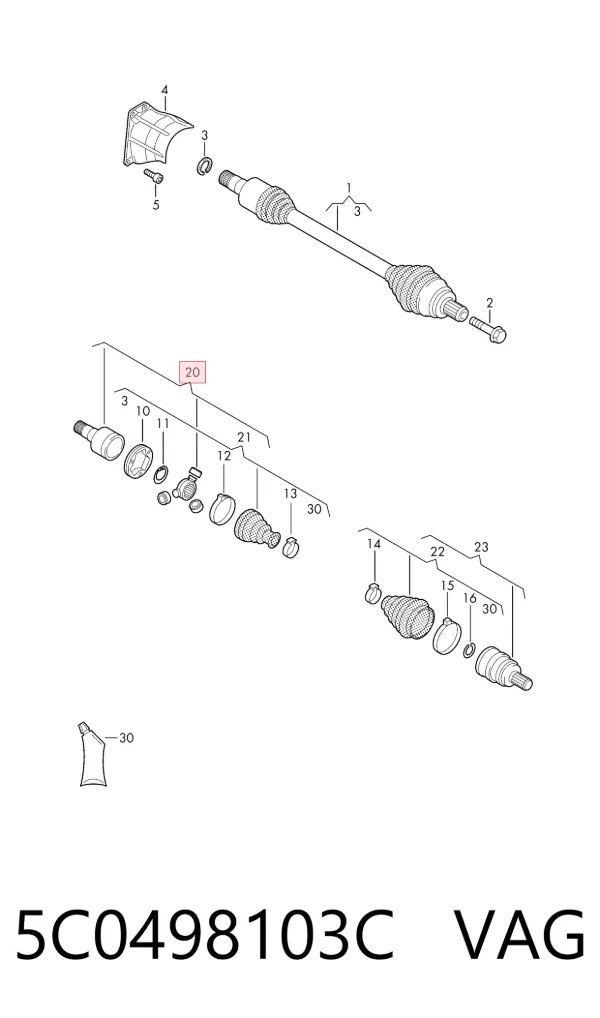 Junta homocinética interna dianteira 5C0498103C VAG