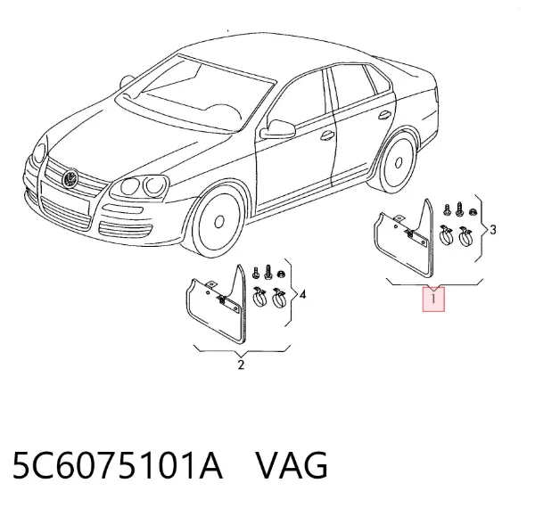 Protetores de lama traseiros, kit Volkswagen Jetta VI