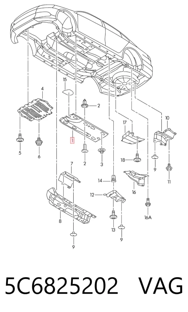 Proteção de fundo direita 5C6825202 VAG