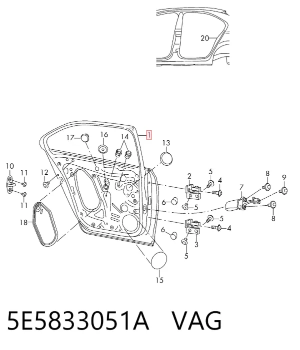 Porta traseira esquerda 5E5833051A VAG