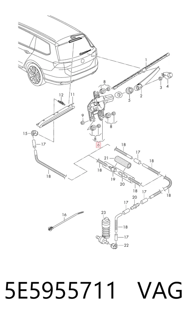 Motor de limpador pára-brisas de vidro traseiro 5E5955711 VAG