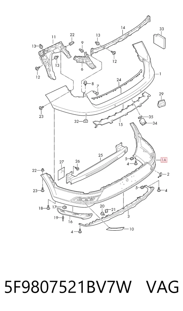 Pára-choque traseiro, parte inferior 5F9807521BV7W VAG