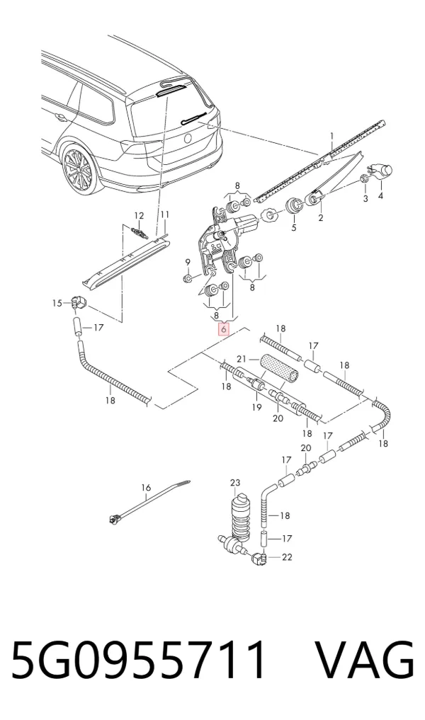 Motor de limpador pára-brisas de vidro traseiro 5G0955711 VAG