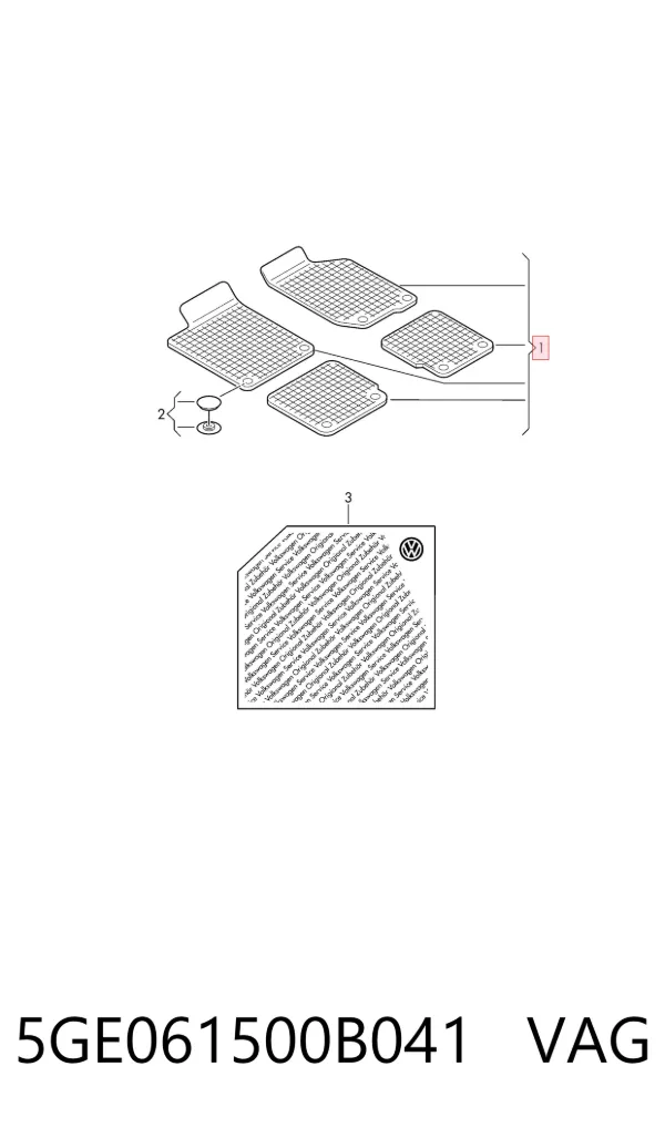 Tapete dianteiro, kit de 2 un. 5GE061500B041 VAG