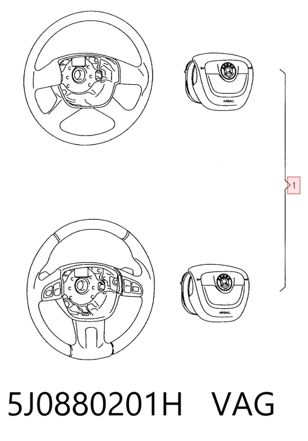 Cinto de segurança (AIRBAG) de condutor 5J0880201H VAG