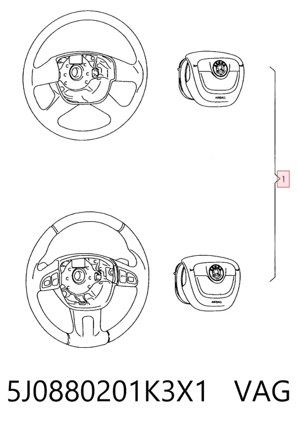 Cinto de segurança (AIRBAG) de condutor 5J0880201K3X1 VAG