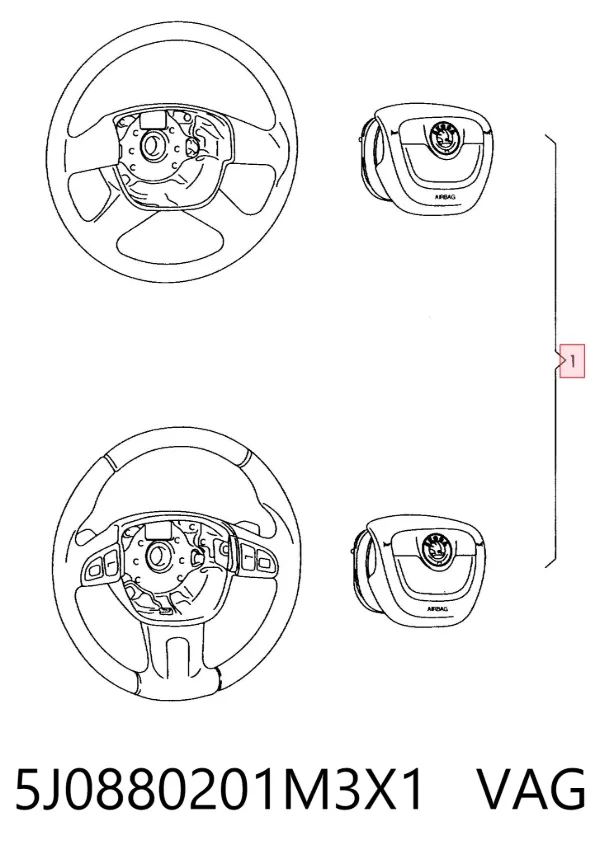Cinto de segurança (AIRBAG) de condutor 5J0880201M3X1 VAG