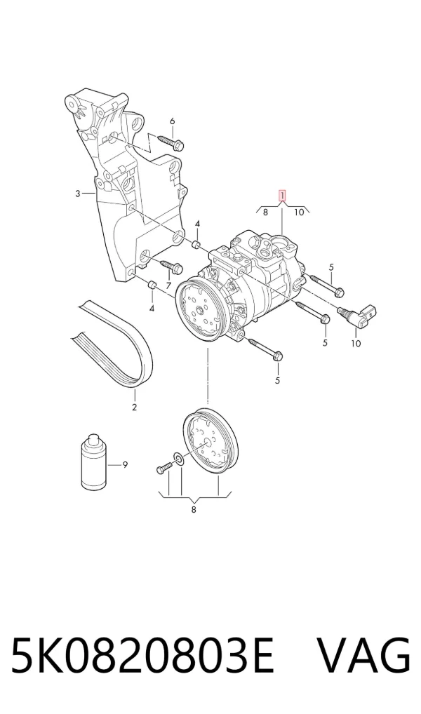 Compressor de aparelho de ar condicionado 5K0820803E VAG