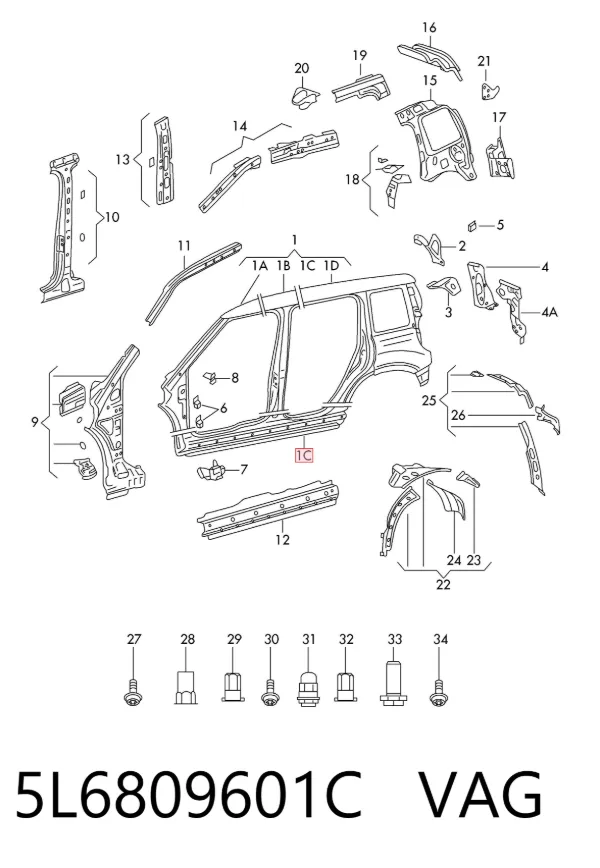 Acesso externo esquerdo 5L6809601C VAG
