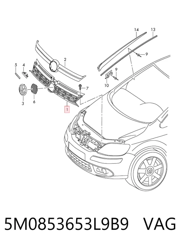 Grelha do radiador Volkswagen Golf PLUS VI