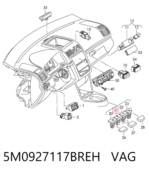 Botão de ativação ESP 5M0927117BREH VAG