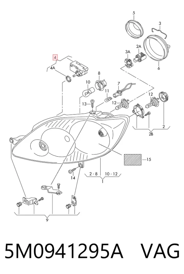 Corretor da luz 5M0941295A VAG